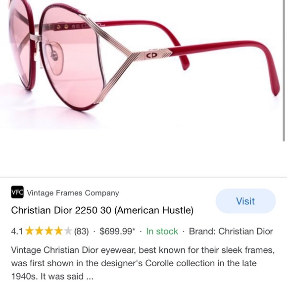 1940's CHRISTIAN DIOR VINTAGE OVERSIZED GLASSES - Picture 1 of 8